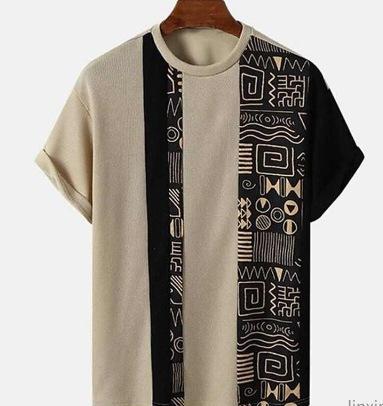 26. New Popular Casual and Comfortable Short-sleeve T-shirt, 3D Printing Technology, Suitable for Layering and Outerwear, Loose Striped Short-sleeve 