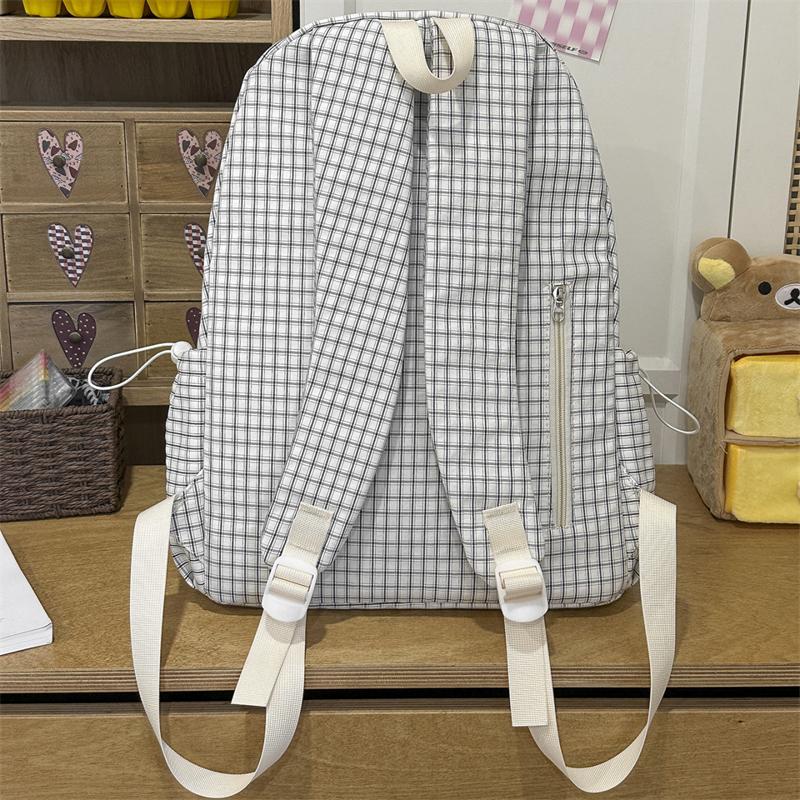 Campus Schoolbag Women's Plaid Backpack Student Large Capacity Backpack