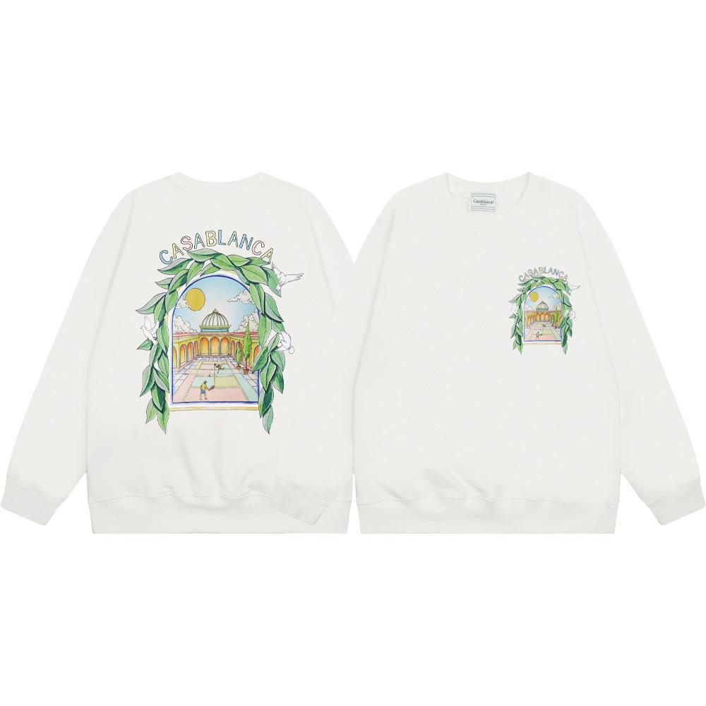 Grenzüberschreitende trendige Marke Casablanca Casablanca Buchstabe gemaltes Print 380g Herren- und Damen- Rundhals-Pullover