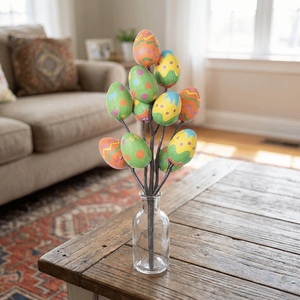 DIY Painting Artificial Flower Arrangements Vibrant Colors Easter Egg Ornaments  Wedding Decor