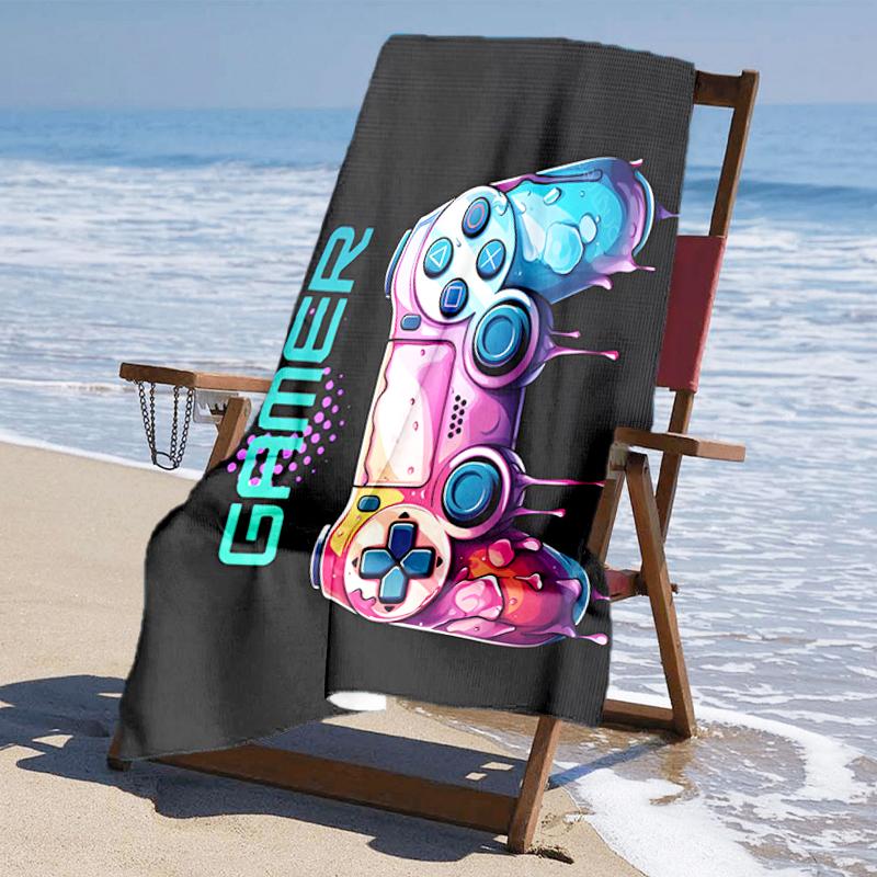 Ultra-Soft Beach Towel with Game Controller Theme,Ideal for Pool - Camping, Diving - Perfect Travel Essential, Vibrant Beach Towel.