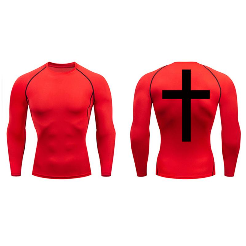 Cross Back Print Compression Shirts for Men Quick Dry Tees Tshirts Tops Gym Workout Running Undershirts Baselayers Rash Guard