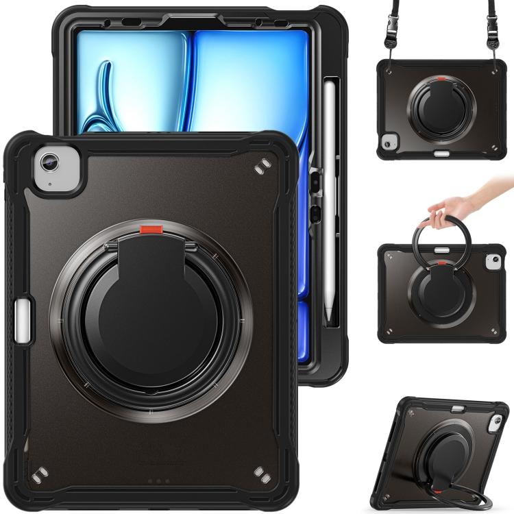 

Powerful Sailor Ring Holder Heavy Duty Hybrid Tablet Case with Strap For iPad Air 11 2026 / 2025 / 2024 чорний