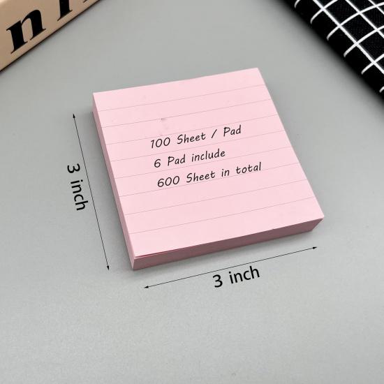 ZYTIN Pop Up Sticky Notes Lined 3x3 inch, Easy to Post Sticky Notes with Lines, 600 Sheet, Pink Purple Blue Yellow Green Orange Color, Office