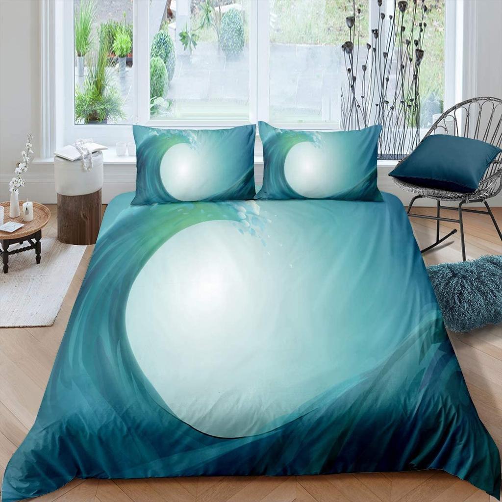 Ocean Wave Duvet Cover Set Beach With Foamy Waves Twin Bedding Set Sea Shore Holiday Theme Queen King Size Quilt Cover