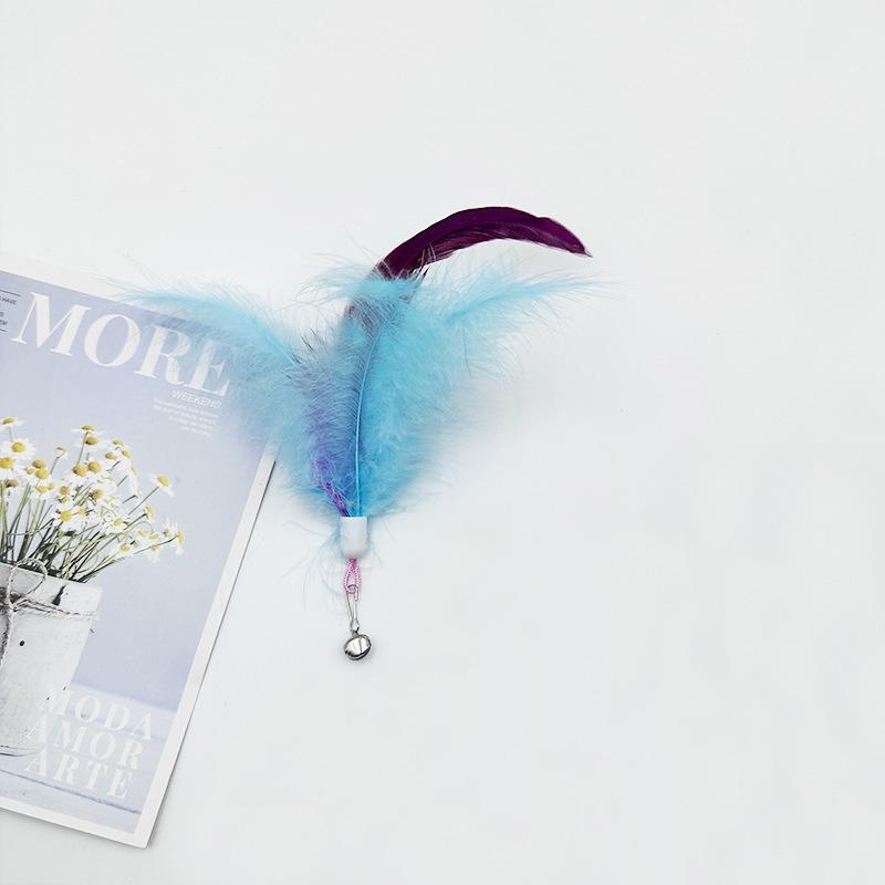 Cat Toys Cat Teaser SticksFeather BellsReplacement Heads Pet Plush ToysCat Teasing Gadgets and Pet Toys for Relieving Boredom