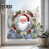 Wasserdichte PVC-Ornamente Weihnachts-Fenstersticker, Niedlicher Weihnachtsmann-Kranz-Aufkleber, Cartoon-Szenen-Layout Feiertags-Statik-Glasdekor für das Büro