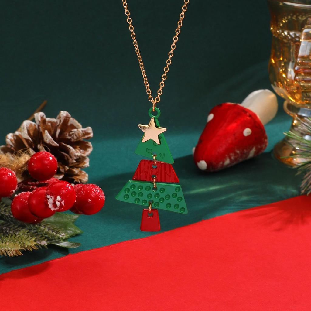 European & American Patchwork Alloy Christmas Tree Earrings for Women - Festive Fashion Party Accessory
