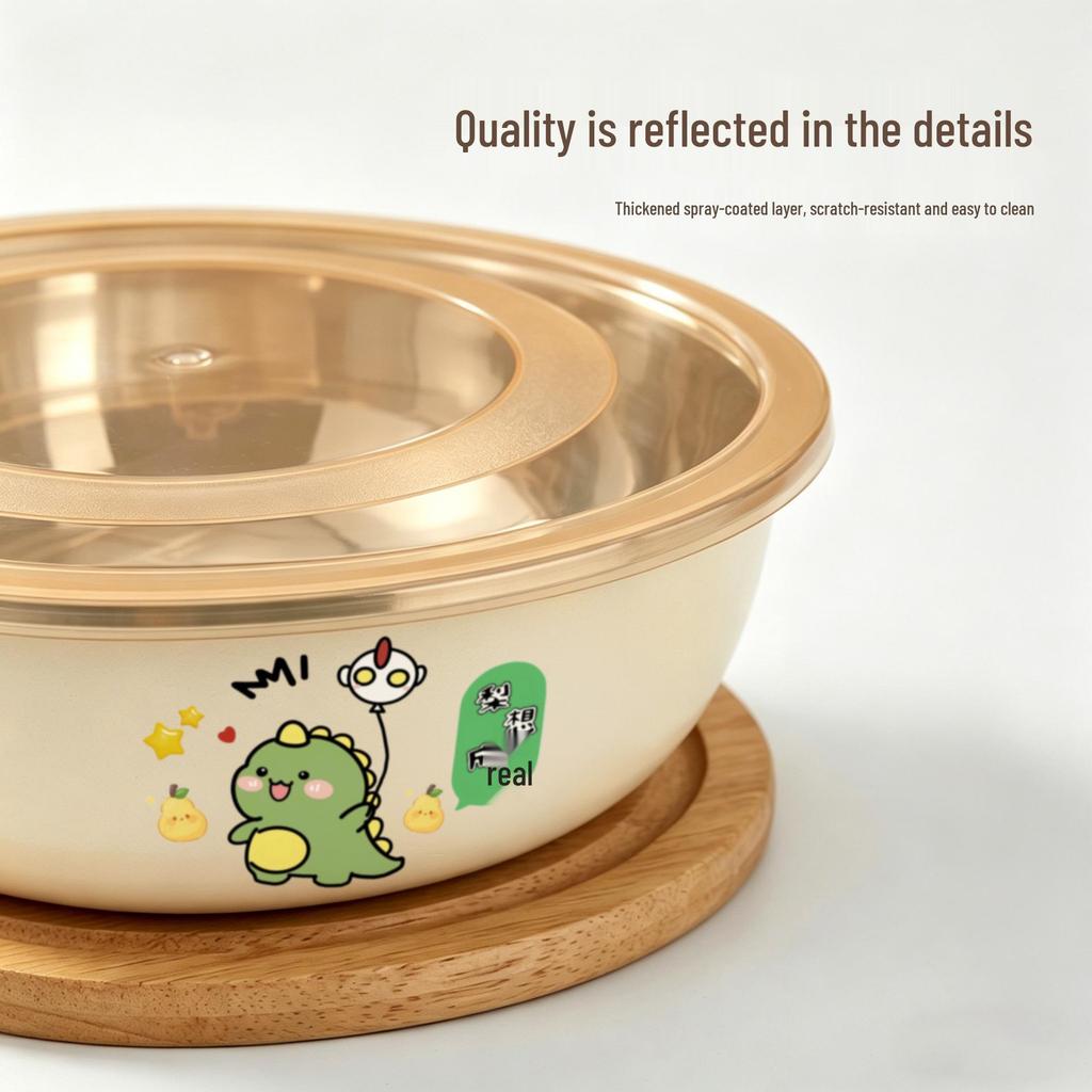 Thickened Food-Grade Stainless Steel Bowl: Ideal for Dough Mixing, Vegetable Washing & Baby Bottles.
