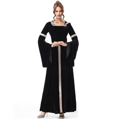 Halloween Vintage Court Costume Adult Black Witch Game Suit Witch Adult Witch Hooded Dress