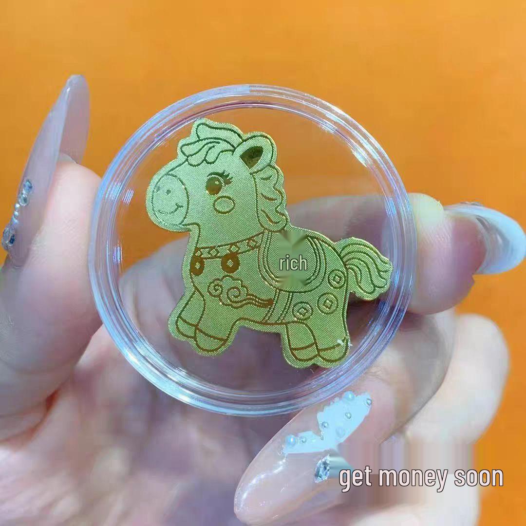 

Shuibei 999 Pure Gold Horse Keychain: Instant Wealth Charm & Business Gift, 20mg Bag Ornament Gold Foil