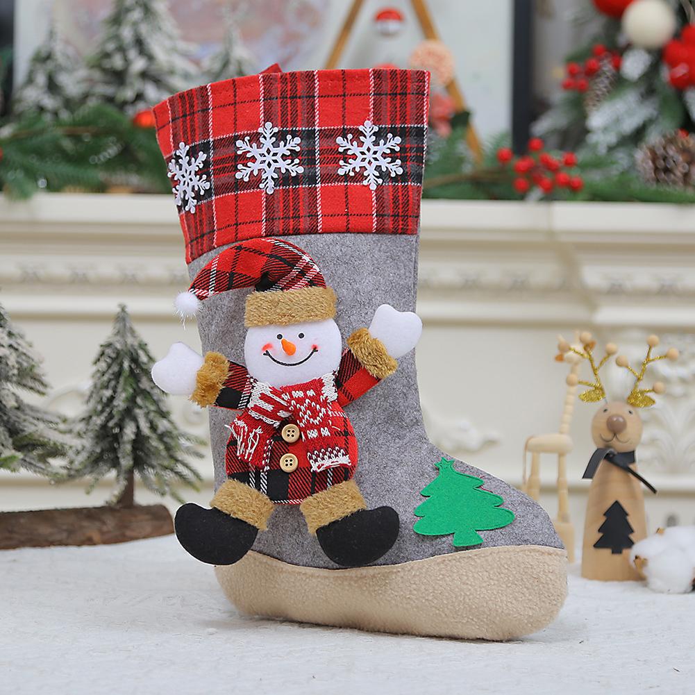 Large Christmas Stocking Fabric For Hanging Stocking with Santa Design for Fireplace Decoration and For Filling