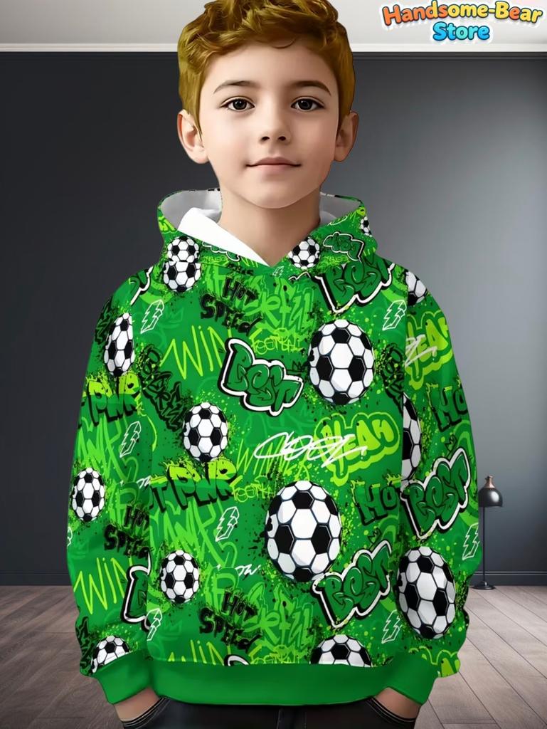 Kids Clothes Boys Hoodies Long Sleeve 3D Football Print Children Spring Fall Clothes Casual Outdoor Active Boys Clothing Tops