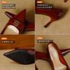 Thin heels high heels 2026 spring patent leather bow pointed red wedding shoes shallow single shoes