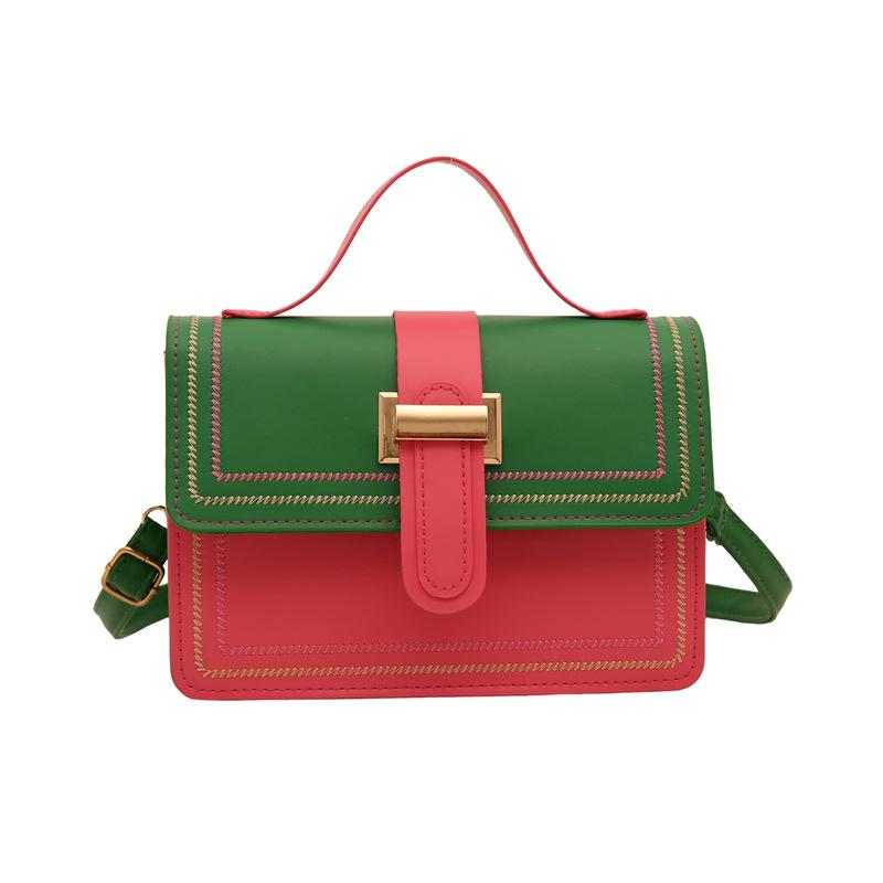 Small Square Bag Contrasting Color Retro Versatile Shoulder Messenger Bag Women'S Striped Texture Large Capacity Commuter Handbag Women'S Bag