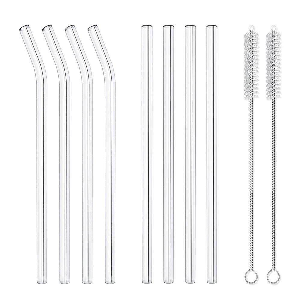 5 ks opakovaně použitelných skleněných brček na pití, náhradní brčko 7,88'' x 8 mm, průhledné praktické brčko pro sklenice na smoothie o objemu 20/30/32 oz