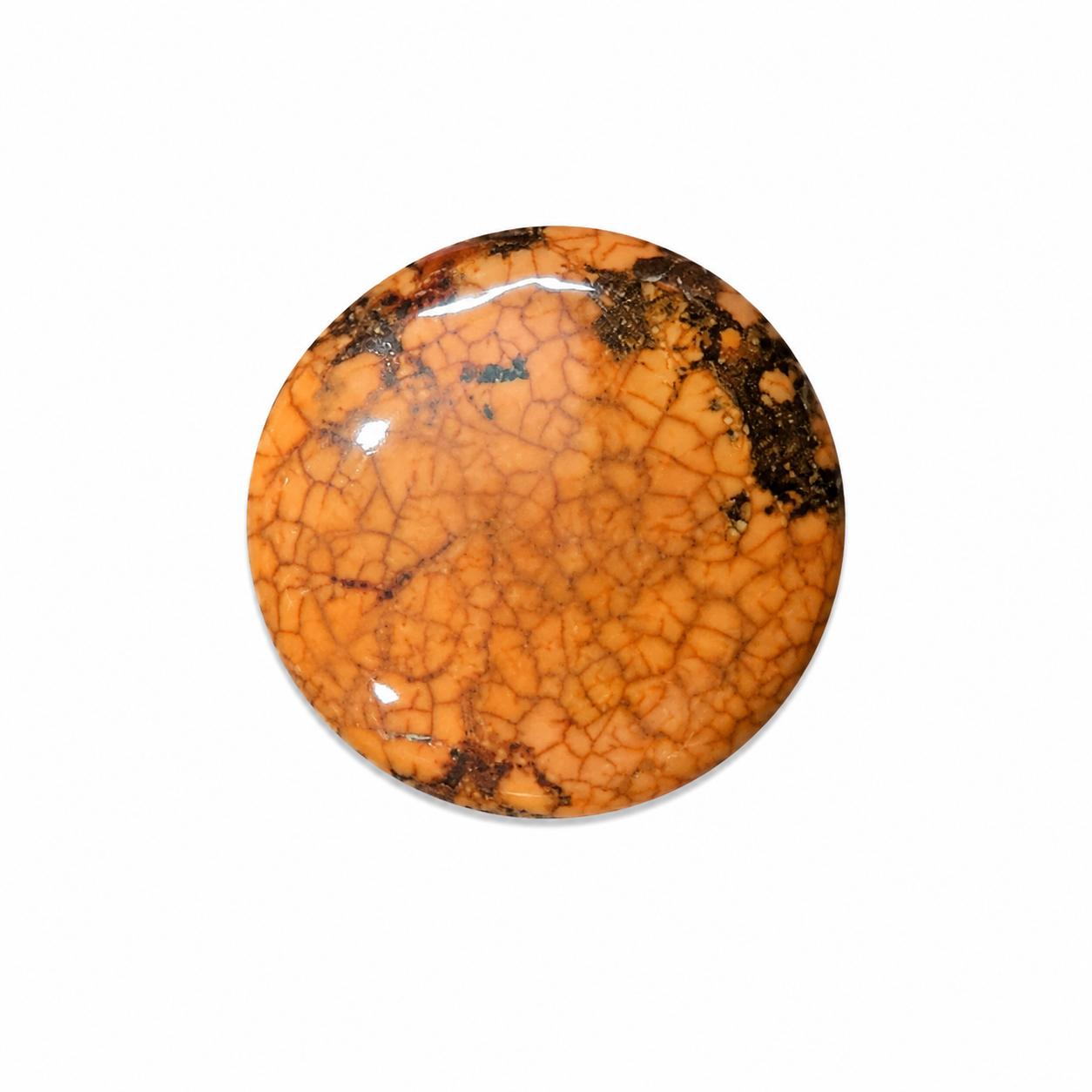 Orange Turquoise Round Cabochon | Natural Turquoise Gemstone | Loose Cabochon for Jewelry Making 31mm оранжевый