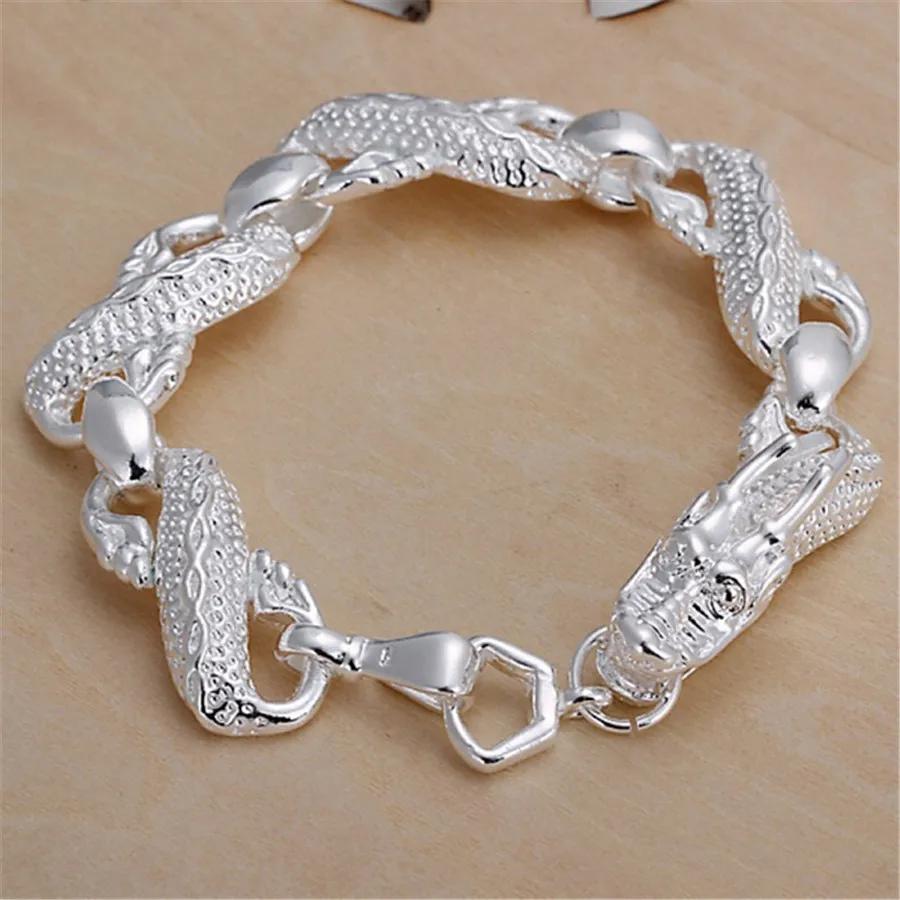 Sterling Utsøkt Solid Kjede Armbånd Mote Sjarm Kvinner Menn Bryllup Søte Enkle Modeller Smykker