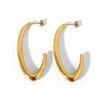 Niche Trendy Gold-Plated Hollow Stainless Steel C-Shaped European and American Stud Earrings
