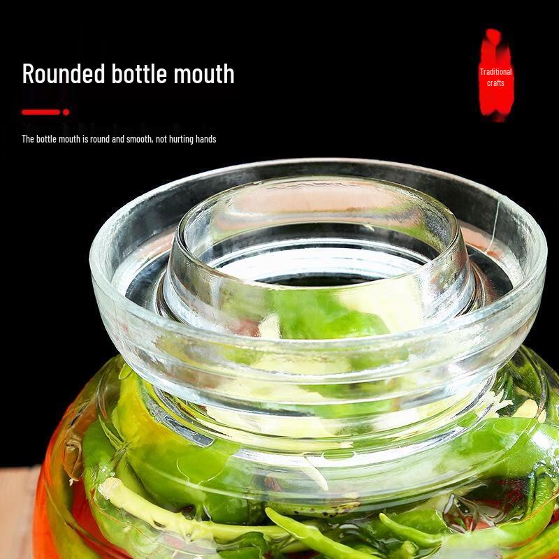 JingJingRS 20-Jin Thickened Glass Pickling Jar with Inner Lid, Tongs, and Brush