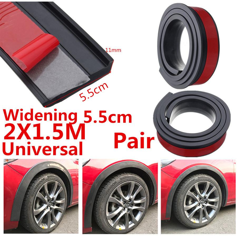 2Pcs 59'' Car Wheel Fender Extension Flares Arch Protector Wheel Eyebrow Rubber Strip 55Mm Widening