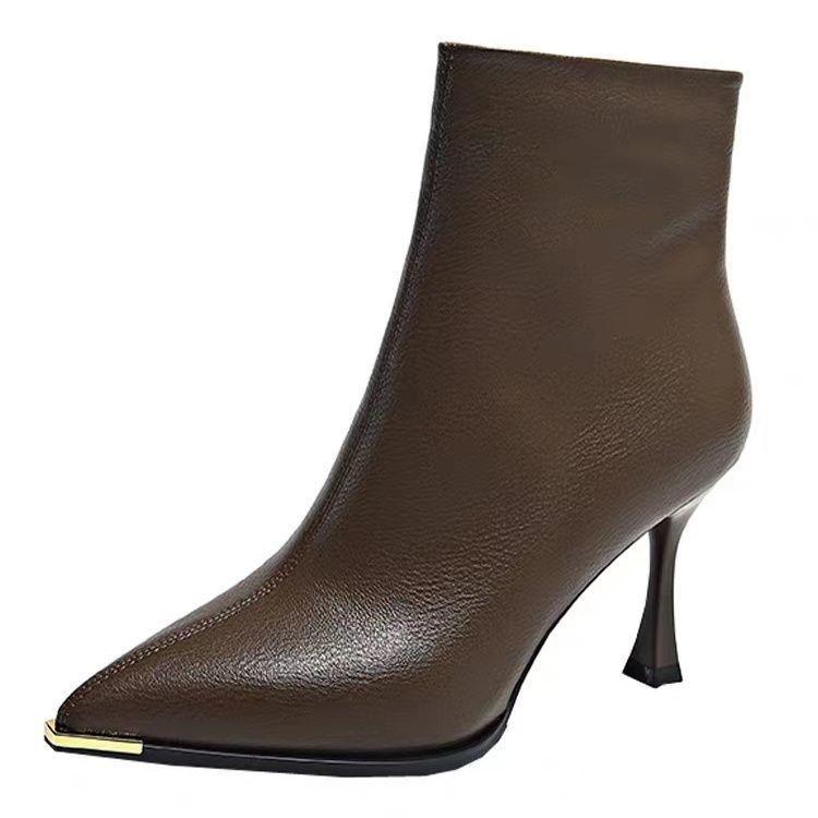 Pointed thin heel short boots women's autumn and winter 2026 new temperament versatile thin boots autumn new high heel fashion boots