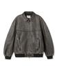 1993Studio Crack Washed Leather Bomber Jacket_Dusty Gray