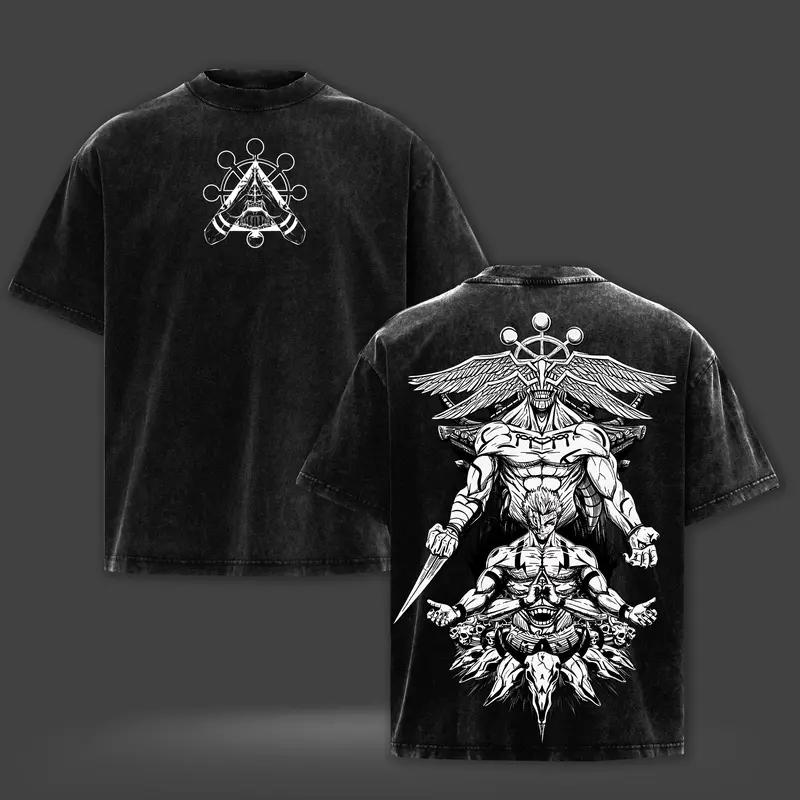 

Jujutsu Kaisen Ryomen Sukuna Printed Tee Men Women Washed Cotton T-shirts Manga Retro T Shirt Harajuku Male Short Sleeve Tshirt XXL чорний