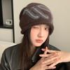 Outdoor versatile hat women's autumn and winter warm knitted hat lazy style retro headgear show face small cold hat