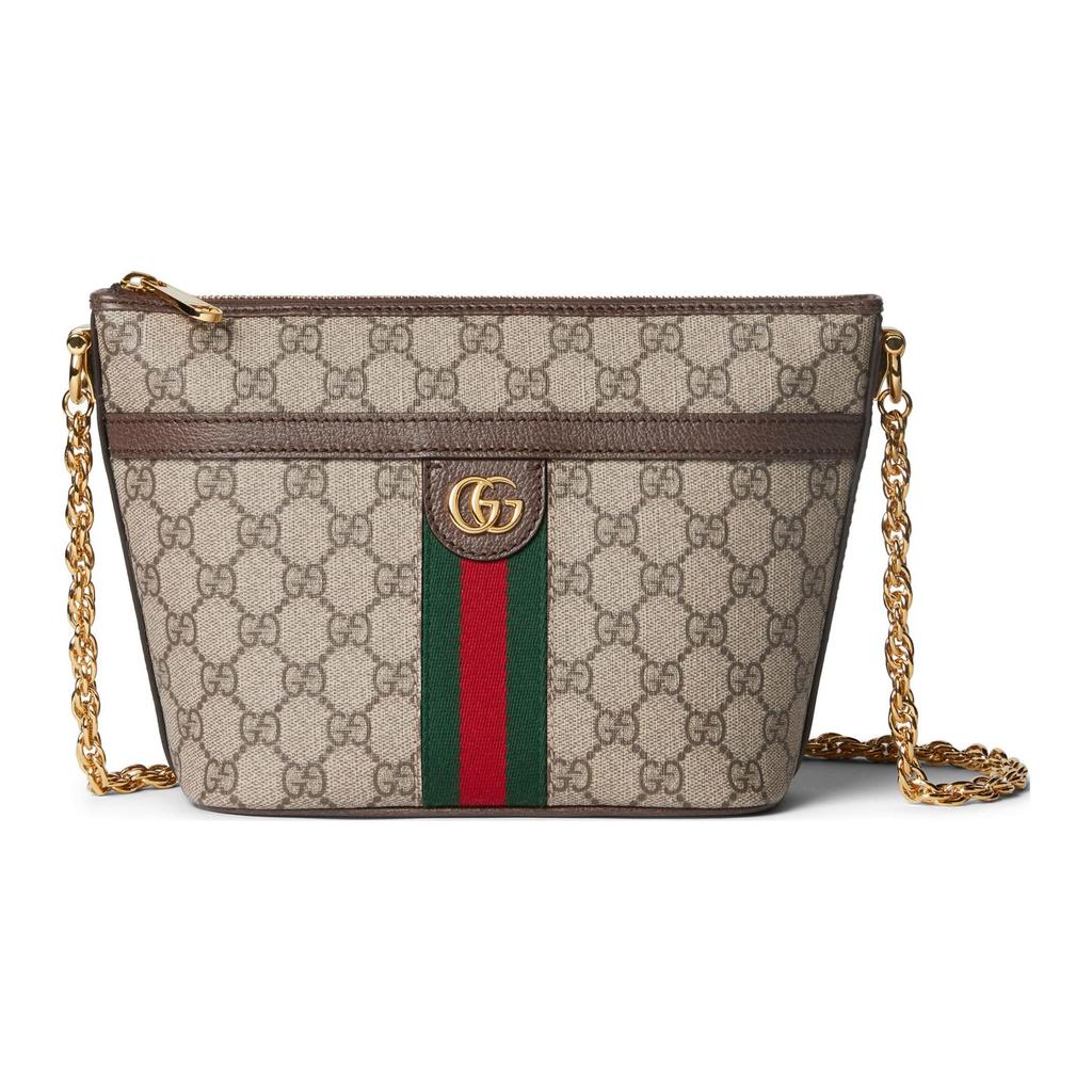 Gucci Ophidia Double G Logo Zipper Closure Canvas And Leather Crossbody Bag Mini Women bags Beige Ebony 781397-96IWG-8745