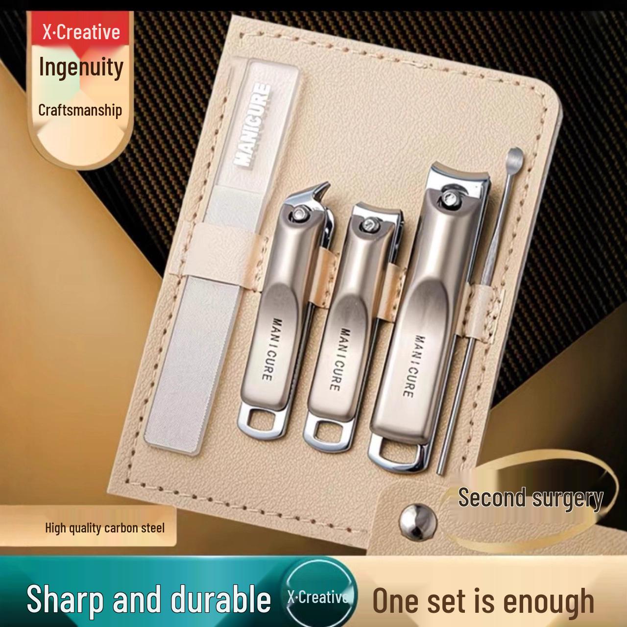 Portable Angled Nail Clipper Set: Complete Manicure Tool Kit