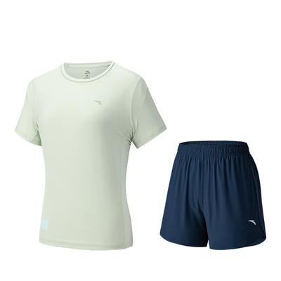 Top Semplice e Versatile a Girocollo con Maniche Corte e Pantaloncini a Vita Media Set Casual Set Donna 962527207-3