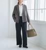 ROPE PICNIC Lady Handsome Series Navy L Wool-Like Waist-Tuck Semi-Wide Pants/Set-Up Compatible, (40)