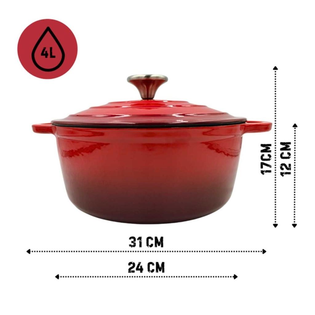 ENAMELED CAST IRON POT 24cm 4L HAGE RED