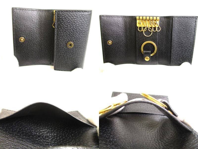 Authentic GUCCI GG Marmont Black Leather 6 Pics Key Cases #9660  Refurbished