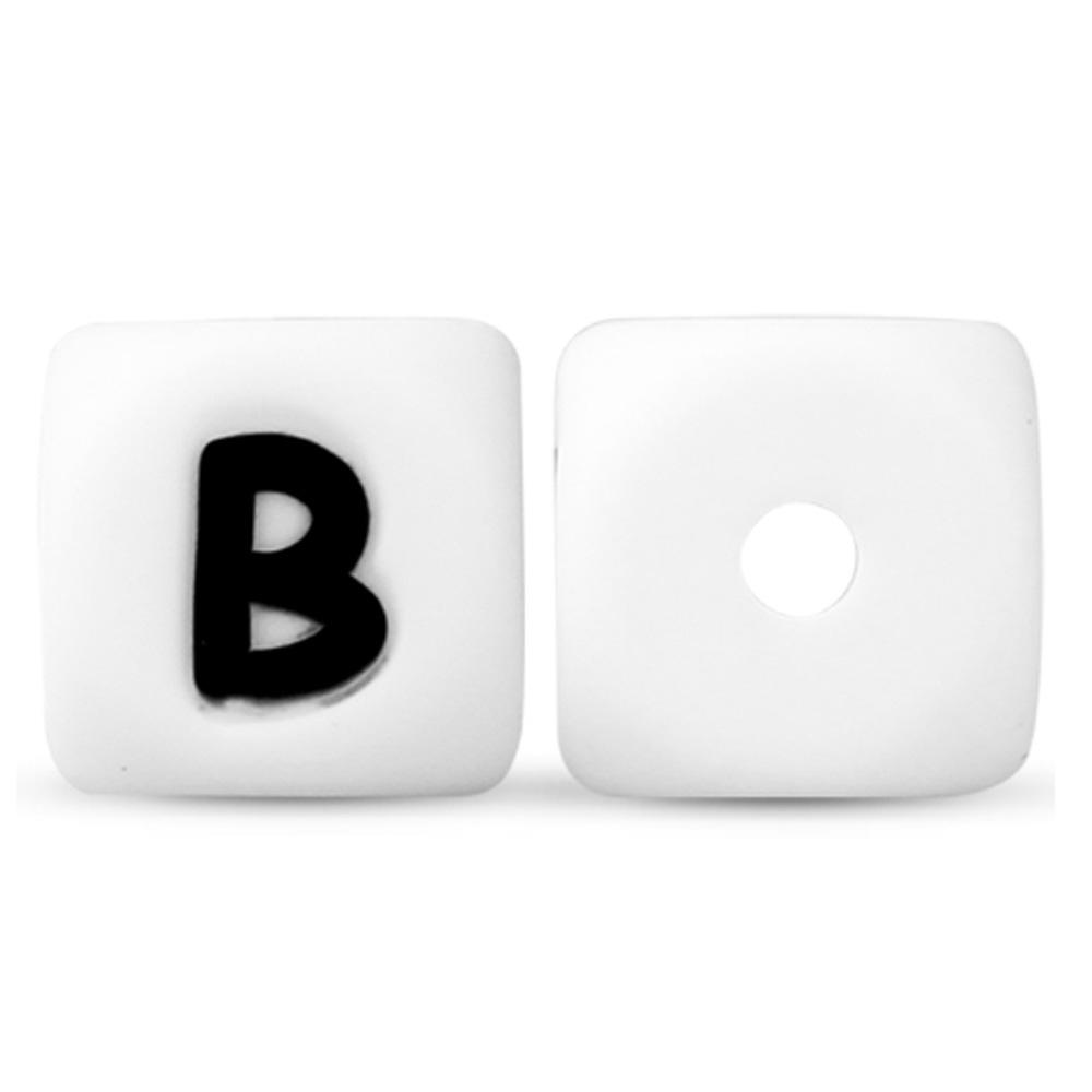 50Pcs/lot Silicone Bead Letters 12mm White Silicone Alphabet Beads DIY Bracelet Pacifier Chain Accessories For Jewelry Making