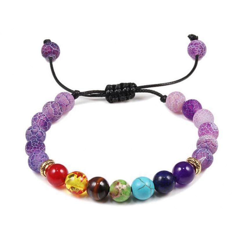 Multicolor Alloy & Volcanic Stone Yoga Bracelet with Turquoise & Tiger Eye Beads