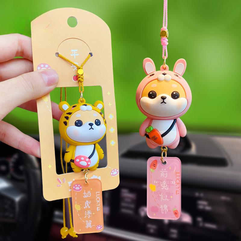 Decorazione per interni auto Anime Simpatico cartone animato Shiba Inu Specchietto retrovisore per auto Decorazione pendente per regalo per auto Accessori per interni