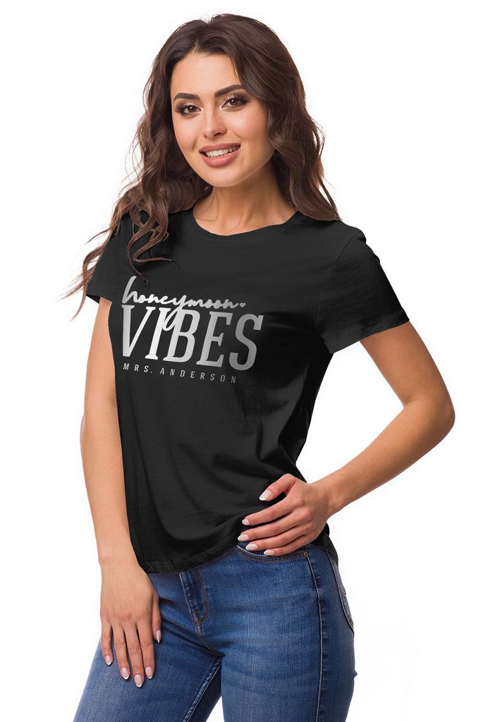 Inkdotpot Personalized Womens Tshirt Top Honeymoon Vibes Mrs Wedding  Announcement