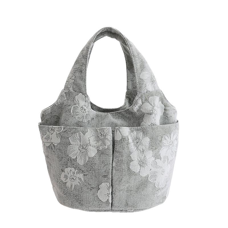 

Floral Multi-Pocket Shoulder Bags for Women Large Capacity Ladies Handbags Chinese Style Versatile Female Shopping Tote Bag зелений