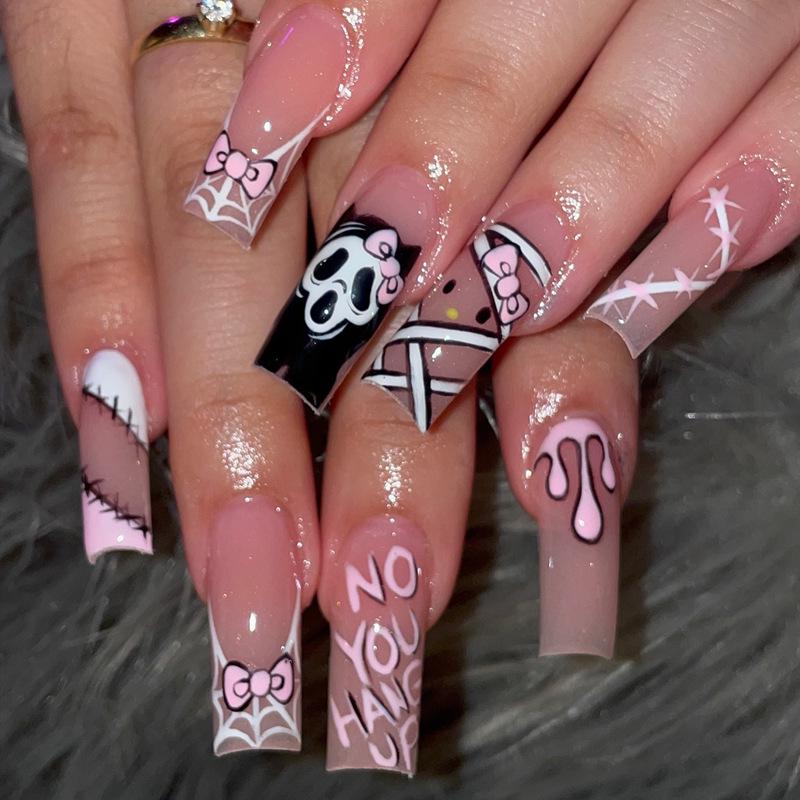 

Накладные ногти Long Wear Flash Color Diamond Bow — европейский и американский стиль