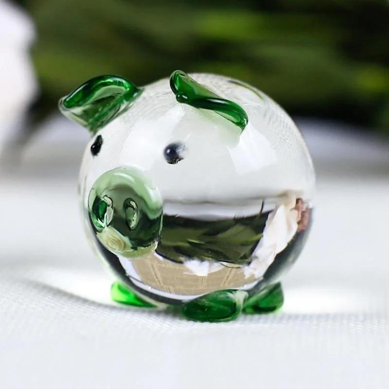 2020 Cute Glass Pig Figures Glass Miniatures Miniature Animal House Decoration Crafts Cute Ornaments