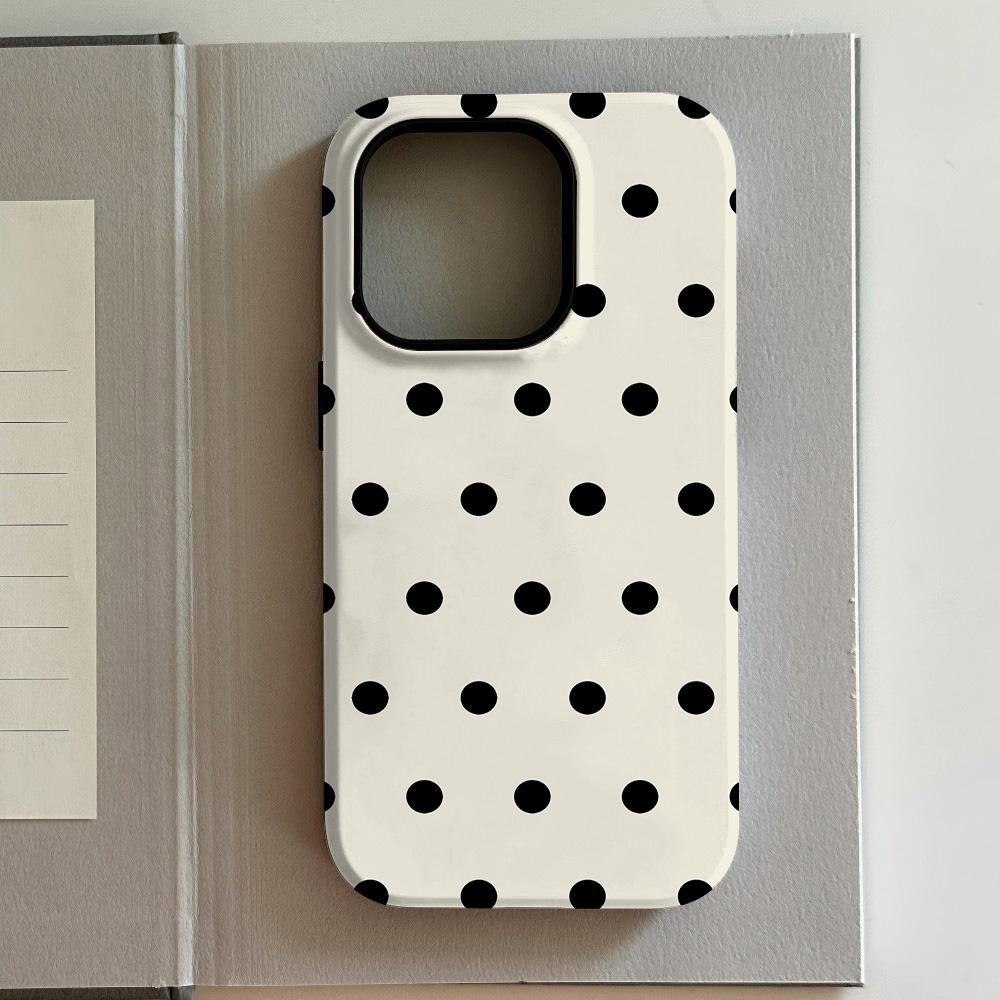 Luxury Color Textured Polka Dots Phone Case for iPhone 17 16 15 14 13 12 11 Air Pro Max Plus Luxury Double-layer Back Cover