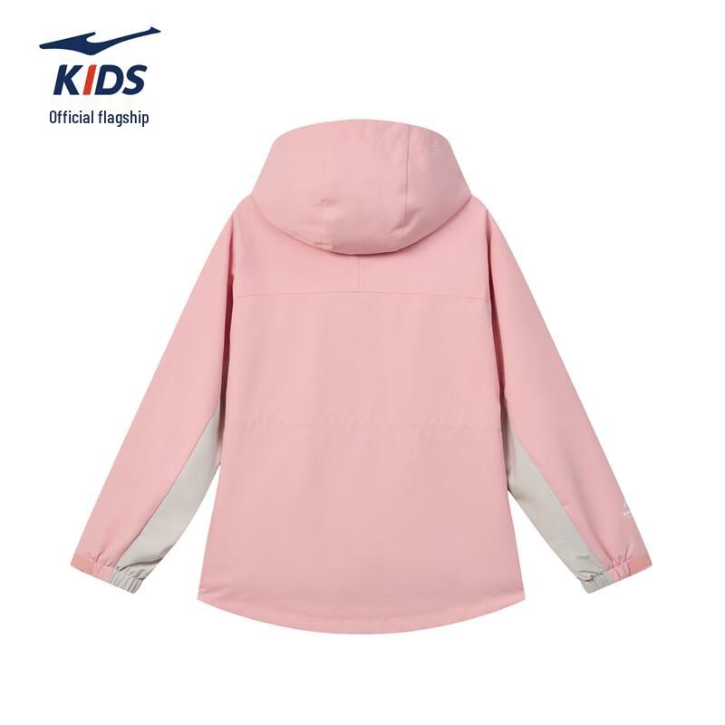 ERKE Girls' Hooded Thickened Zipper Windbreaker Jacket