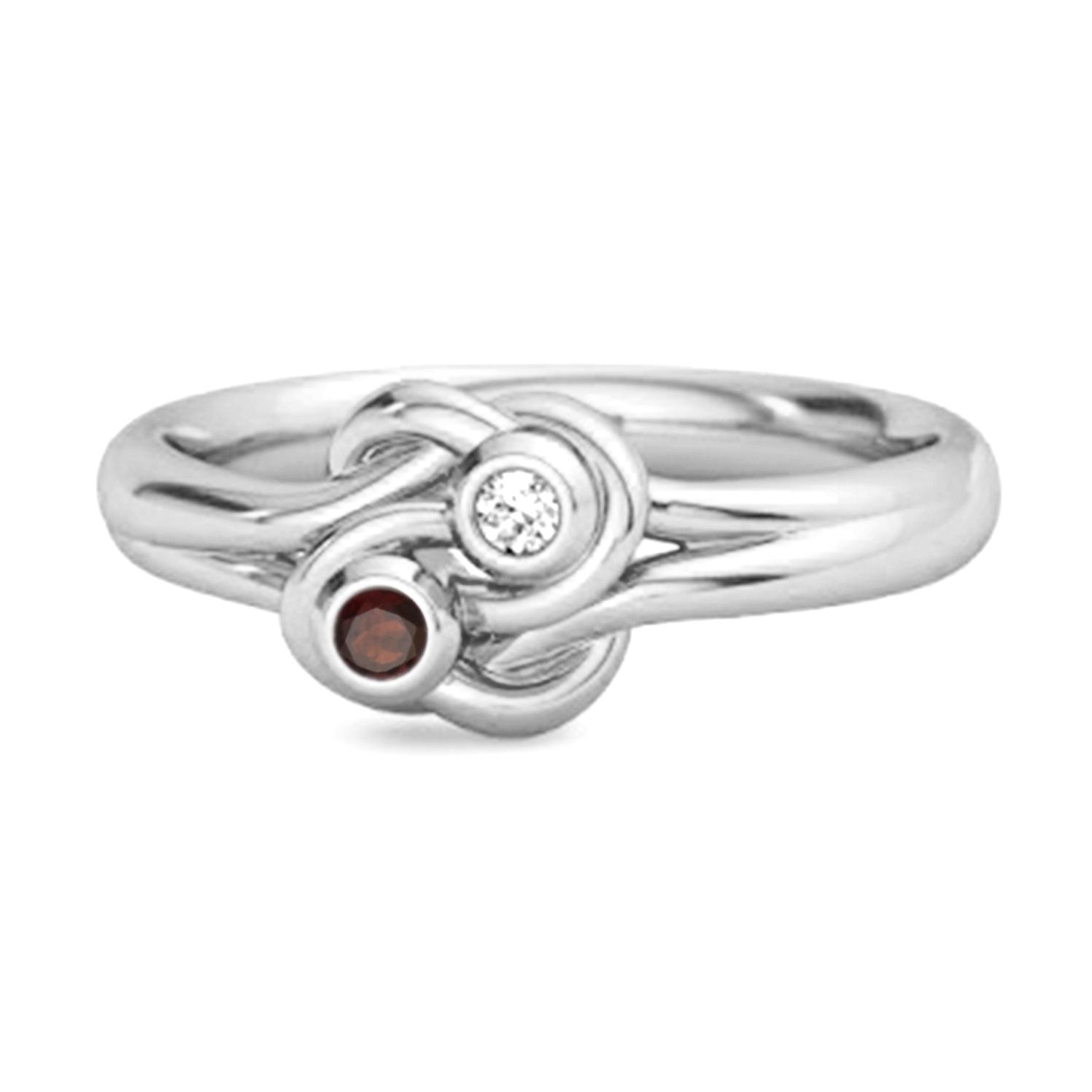 

Garnet Dual Stone Stackable Ring - 925 Sterling Silver 10.5 білий