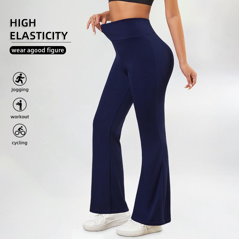

European & American High-Waisted Flared Yoga Pants: High Elasticity, Casual & Fitness Wear S (40-50 kg) темно-синього кольору