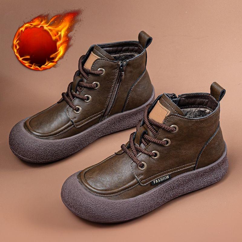 Thick-soled Boots, Women's Shoes, Fleece Boots, New Height-increasing Ankle Boots, Retro Boots