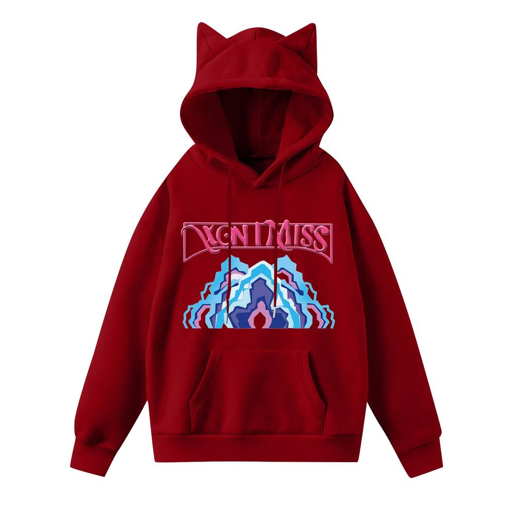 Ladies Fashion Casual Long Sleeve Printed Round Neck Hoodie Pullover Top With  Pockets