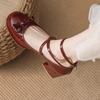 Fashion French Shallow Single Shoes Women's 2025 Summer New Temperament Block Heel Bow Mary Jane Small Leather Shoes