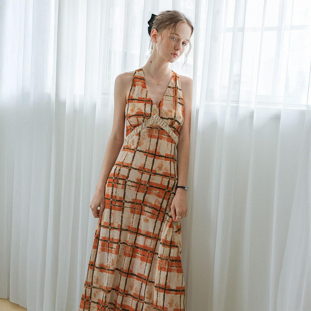 Deondeulob Dd_Sunset Plaid Dress_Orange